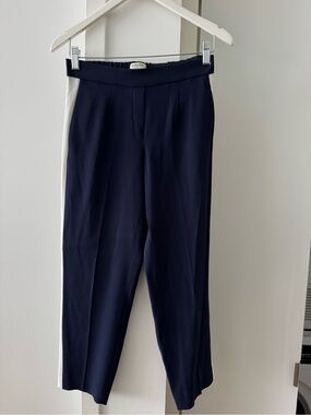 Babaton Conan Navy Cropped Trousers with White Stripes